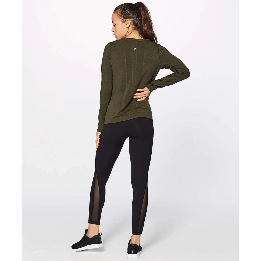 Lululemon Womens‎ Swiftly Relaxed Long Sleeve Size 10 Dark Olive Activewear